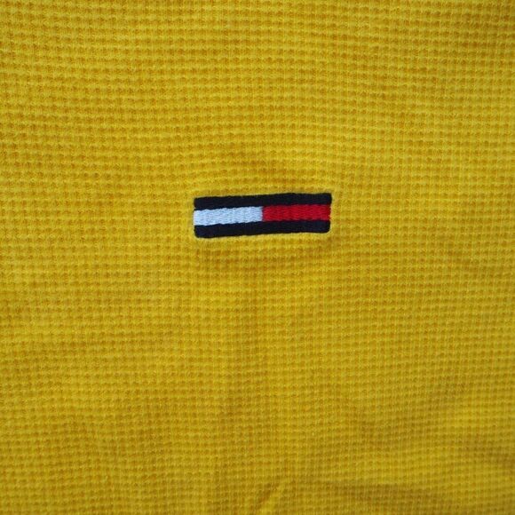Tommy Hilfiger Vintage 2002 Waffle V-Neck Short Sleeve Shirt Yellow Men's XL - Picture 6 of 7